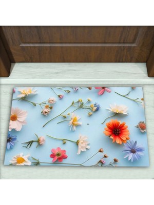Colorix Carpet Çiçek Desenli Dekoratif Kapı Önü Paspası No: 2231