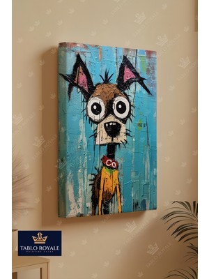 Tablo Royale Şaşkın Bakan Köpek Dekor Kanvas Tablo - Salon Tablo - Ofis Tablo