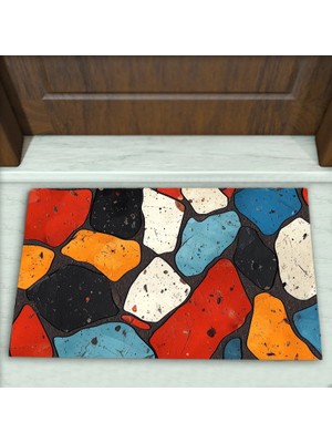 Colorix Carpet Taş Desenli Dekoratif Kapı Önü Paspası No: 2096