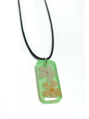 DS LLC Kartopu Çiçeği Dikdörtgen Epoksi Kolye DLLSRSBJ34