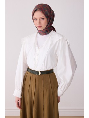 Belli Klasik Desen Ipek Twill Eşarp - 2026 Ilkbahar-Yaz (T)  4328-05