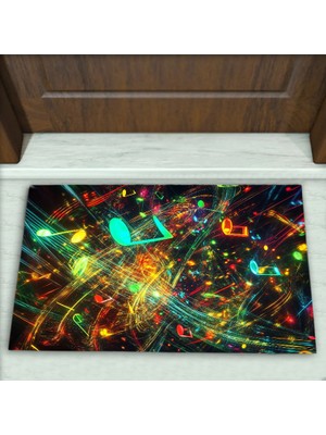 Colorix Carpet Müzik Nota Desenli Dekoratif Kapı Önü Paspası No: 2737