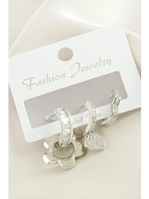 Esranın Dünyası 3 Adet Çiçek Zirkon Taşlı Küpe RSBİJ34-ESRDNS