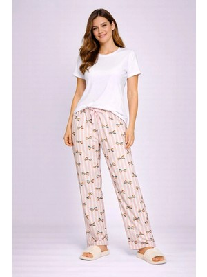 Beruflic Beli Fiyonklu Rahat Kesim Pamuklu Tek Alt Pijama Kadın BYATI012