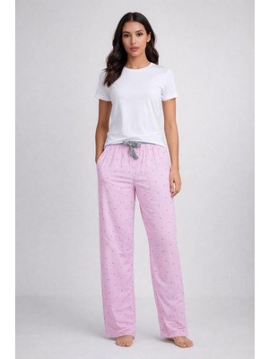 Beruflic Beli Fiyonklu Rahat Kesim Pamuklu Tek Alt Pijama Kadın BYATI010