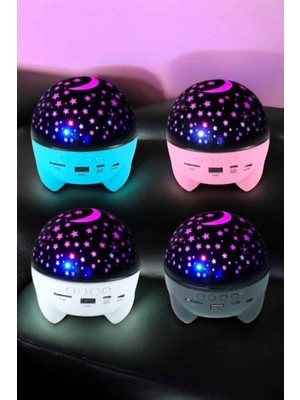 Daniska Gece Lambası Projeksiyon Görünümlü Şarjlı Yıldızlı Yuvarlak