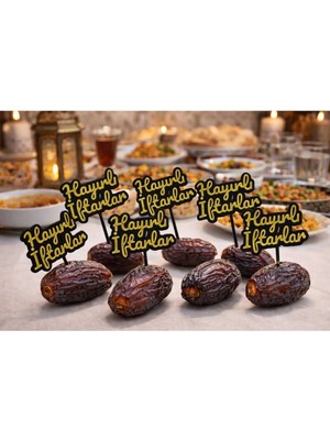 Liya3D Ramazan Sunum Kürdanı – Hayırlı Iftarlar Yazılı Dekoratif Iftar Süsü (6’lı Set)