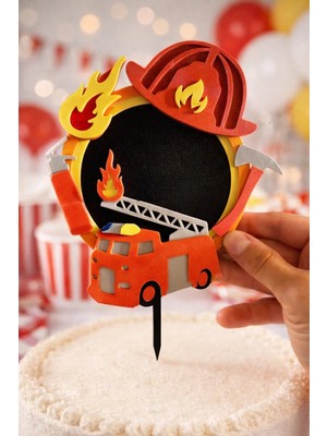 Liya3D Itfaiye Temalı Pasta Süsü