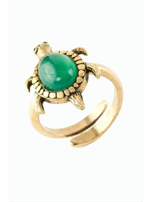 Esranın Dünyası Kaplumbağa Doğaltaşlı Otantik Yüzük RSBİJ34-ESRDNS