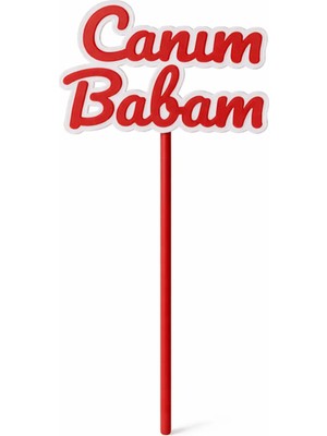 Liya3D Canım Babam Pasta Süsü – Kırmızı Beyaz 3D Baskı Cake Topper