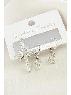 Esranın Dünyası 3 Adet Yıldız Zirkon Taşlı Küpe RSBİJ34-ESRDNS