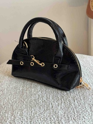 Jaseco Kadın Antik Deri Görünümlü Mini El ve Omuz Çantası Kemer Detaylı Baget Çanta