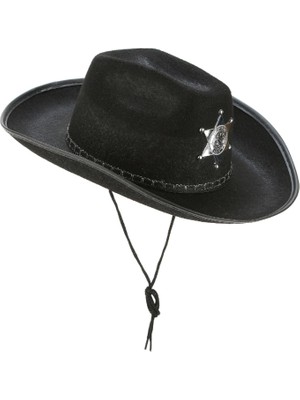 Esranın Dünyası Mey Ithalat® Çocuk Kovboy Şapkası Sheriff Şapkası Siyah Renk