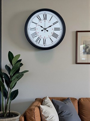 Esranın Dünyası Mey Ithalat® Zentime Siyah Asil Tasarım Roma Rakamlı 40 cm Metal Duvar Saati