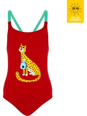 Daring Littles Uv Korumalı Upf 50+ Çapraz Askılı Leopar Baskılı Mayo - Geri Dönüştürülmüş Kumaş - Lıana Koleksiyonu