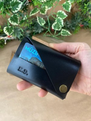 Alesta Leather Atelier (Isim Yazıyoruz) El Yapımı Deri Modern Erkek Kartlık