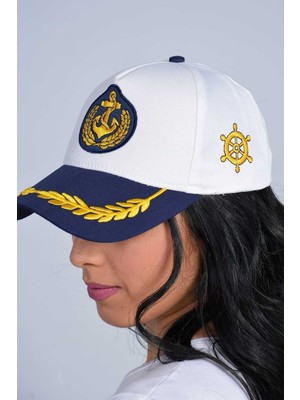 Captain Unisex Dümen Çapalı Ayarlanabilir Gemici Kaptan Denizci Şapkası