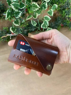 Alesta Leather Atelier (Isim Yazıyoruz) El Yapımı Deri Modern Erkek Kartlık
