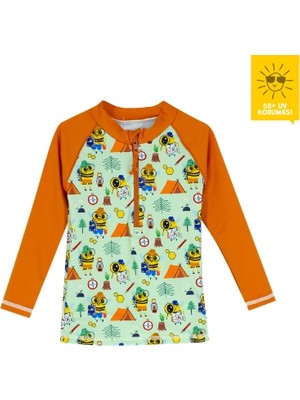Daring Littles Uv Korumalı Upf 50+ Uzun Kollu Arı Desen Üst - Geri Dönüştürülmüş Kumaş - Beebee Koleksiyonu