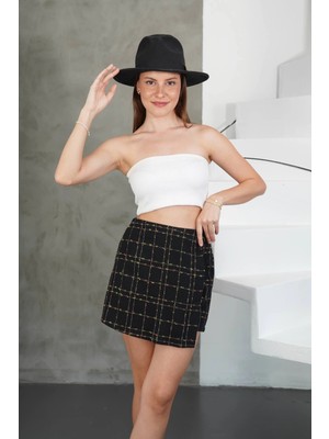 Colezium Iki Düğmeli Şort Etek Siyah H26414