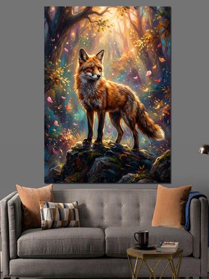 Artmeg Ormanda Duran Kızıl Tilki Portresi Dekoratif Kanvas - Mdf Ahşap Tablo