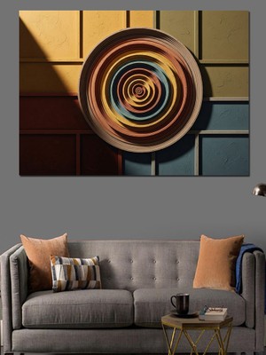 Tablomega Duvar Üzerinde Etnik Mandala Tabak Dekoratif Kanvas - Mdf Ahşap Tablo