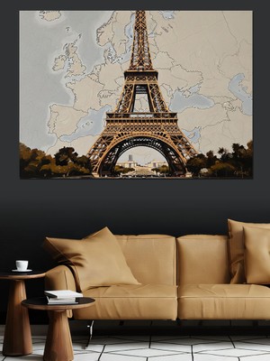 Artmeg Paris'in Simgesi Estetik Eyfel Kulesi Dekoratif Kanvas - Mdf Ahşap Tablo