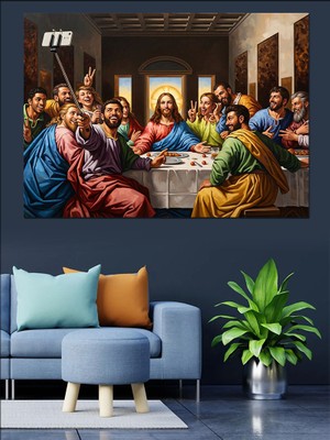 Tablomega Hz. Isa ve Havarileri Son Akşam Yemeği Dekoratif Kanvas - Mdf Ahşap Tablo