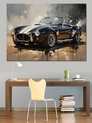 Tablomega Klasik Siyah Spor Araba Portresi Dekoratif Kanvas - Mdf Ahşap Tablo