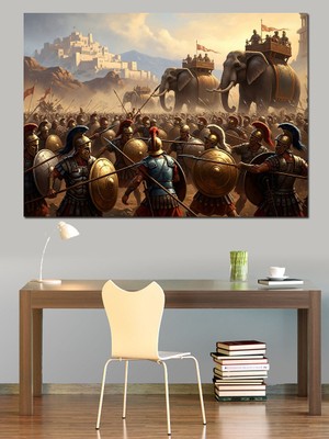 Tablomega Fillerle Destansı Savaş Meydanı Görseli Dekoratif Kanvas - Mdf Ahşap Tablo