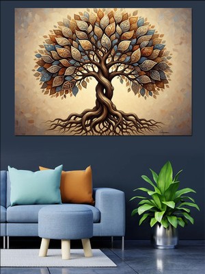 Tablomega Devasa Gövdeli Yaşlı Bilge Ağaç Dekoratif Kanvas - Mdf Ahşap Tablo
