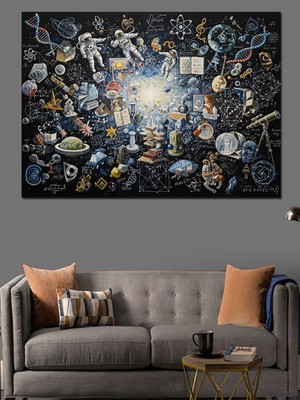 Tablomega Uzay Kolajı ve Galaktik Nesneler Dekoratif Kanvas - Mdf Ahşap Tablo