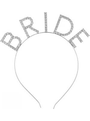 Mey Ithalat® Mega Boy Kristal Taşlı Gümüş Bride Taç Gelin Tacı 20X21 cm