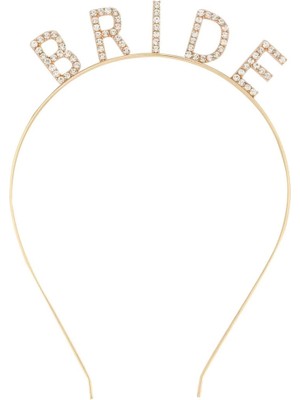 Mey Ithalat® Altın Gold Renk Bekarlığa Veda Kristal Taş Bride Tacı Ithal 16X10 cm
