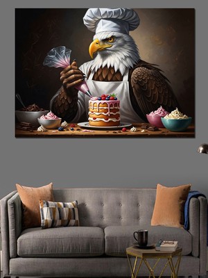 Artmeg Pasta Yapan Aşçı Kartal Portresi Dekoratif Kanvas - Mdf Ahşap Tablo