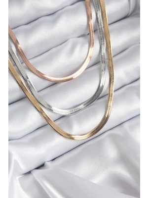 Mey Ithalat® 316L Çelik Mix Renk Italyan Zincir Model Kadın Kolye