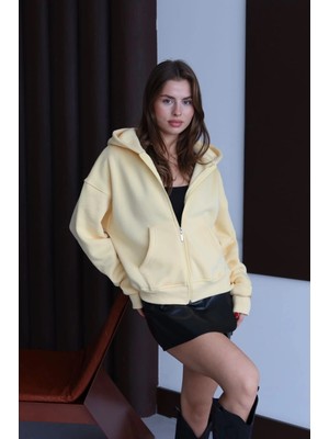 Colezium 3 Iplik Şardonlu Kapşonlu Hoodie Frm Sarı P510437