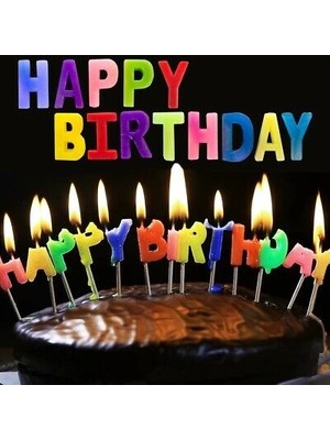 Mey Ithalat® Rengarenk Happy Birthday Yazılabilen Doğum Günü Mumu