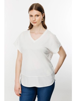 Eskişehir Mağazacılık 71476 Onteks Bluz V Yaka Kısa Kol  Bb
