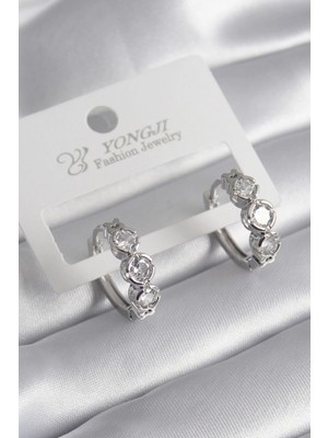 Mey Ithalat® Pirinç Gold Renk Zirkon Taşlı Kalp Detay Kadın Küpe