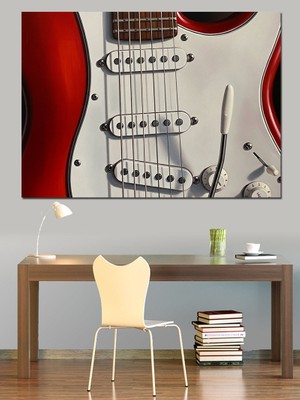 Tablomega Kırmızı Gitar Gövdesi Yakın Çekim Dekoratif Kanvas - Mdf Ahşap Tablo
