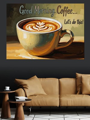 Artmeg Köpüklü Günaydın Kahvesi Fincanı Detayı Dekoratif Kanvas - Mdf Ahşap Tablo