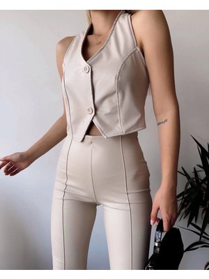 Colezium Iki Düğmeli Deri Yelek