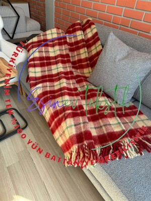 Özyün 🧶 %100 Yün Ekose Tek Kişilik Battaniye Kalın Nefes Alır Terletmez,sağlıklı