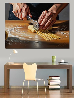 Artmeg Hamur Açan Aşçı Eli Detayı Dekoratif Kanvas - Mdf Ahşap Tablo