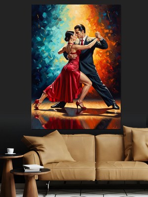 Tablomega Dans Eden Tutkulu Tango Çifti Dekoratif Kanvas - Mdf Ahşap Tablo