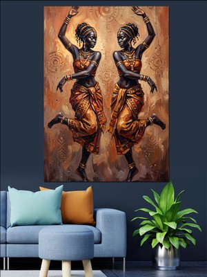Artmeg Dans Eden Etnik Afrikalı Kadınlar Dekoratif Kanvas - Mdf Ahşap Tablo