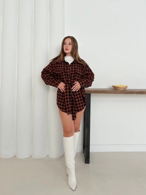 Colezium Uzun Kaşe Gömlek Kahvesiyah