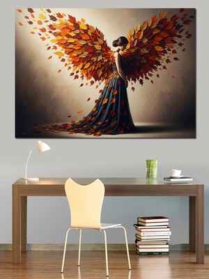 Artmeg Ateş Kanatlı Kadın Silüeti Tablo Dekoratif Kanvas - Mdf Ahşap Tablo