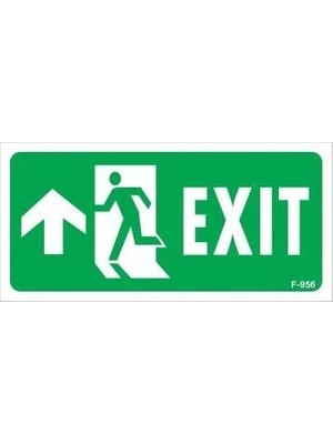 Mey Ithalat® Exit Yukarı Sol Ok Işaretli Uyarı Levhası 17,5X25 KOD:956
